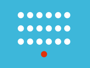 illustration: white and red dots on blue background